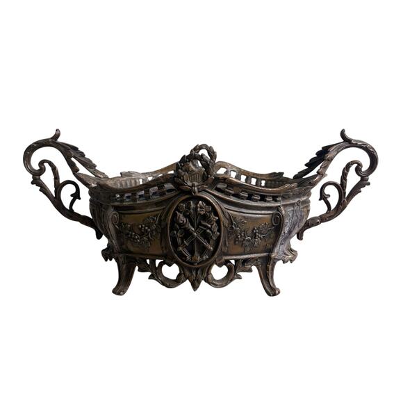 Antique Fabrication Francaise Paris 511 Cast Iron Jardiniere Planter Compote 14” - Picture 1 of 6